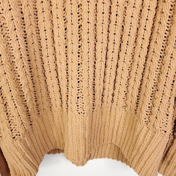 Aerie Sweater Womens Small Chenille Cableknit Zip Funnel Neck Neutral Soft - Picture 4 of 8